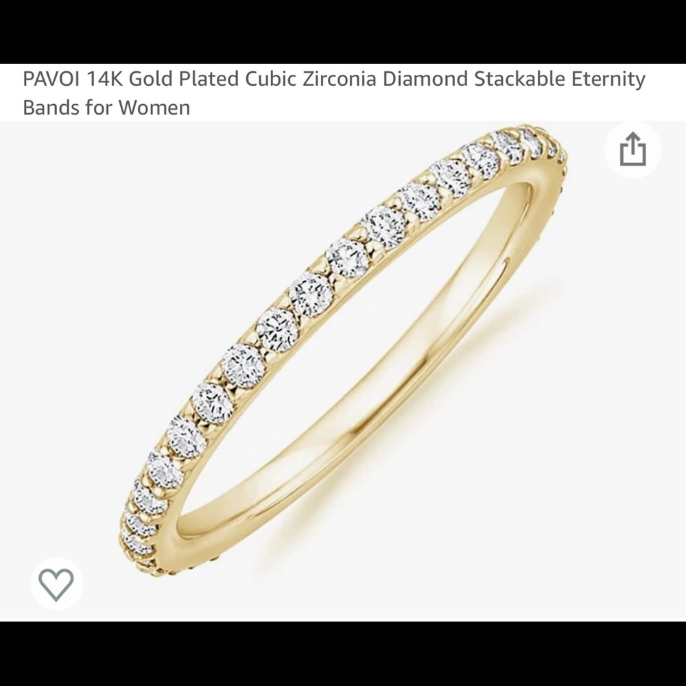 Pavoi 14k gold plated cubic zirconia stackable eternity band